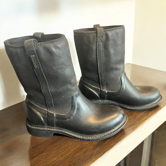 Bogs Boots Size 7 Womens Mason Black Rain Waterproof Pull On Cowboy Style - Picture 1 of 6